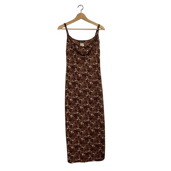 jonathan martin Dresses & Skirts - Jonathan Martin 90s Strappy Long Brown Floral Dress w Gathered Bodice